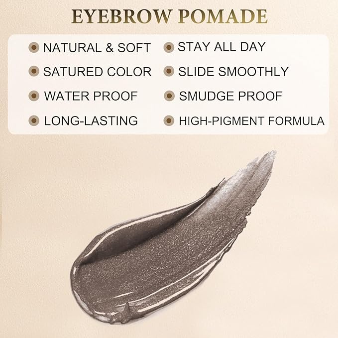 Eyebrow Pomade - Waterproof Brow Pomade for Long-lasting Results,Smudge Proof and Sweat Resistant Formula,Natural Eyebrow Makeup for All Skin Types and Tones - Light Brunette