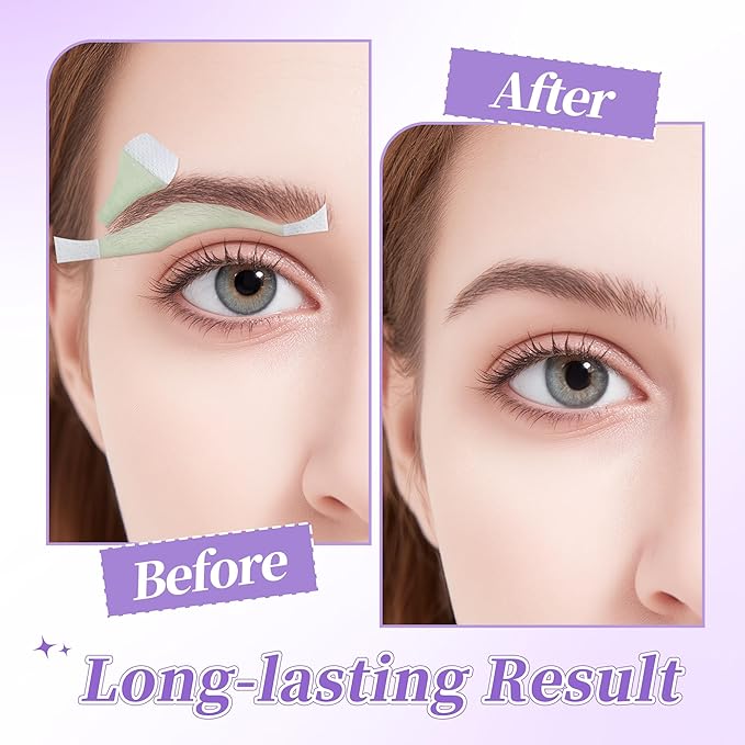 Beauty7 Eyebrow Wax Strips High-arched Eyebrow Wax Strips Kit Hair Removal at Home Waxing 24 Strips with Pearl Powder Essential Oil for Sensitive All Skin Types Women