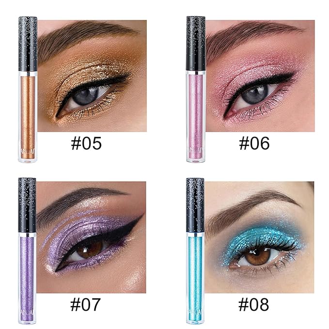 Glitter-Eyeshadows, Liquid Eyeshadows, Long-lasting Metals-Gloss-Sparkling Silver, Gold High-pigmented Colorful Glitter-Eye-Shadows(03#)