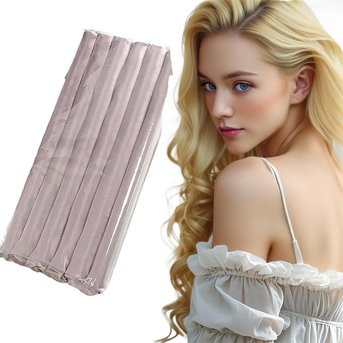 Heatless Curling Rod - Heatless Hair Curler for Overnight Curls, Soft Hair Curlers to Sleep In, Heatless Curlers for Women, No Heat Curls for Short Hair & Long Hair (silvery, 10 IN)