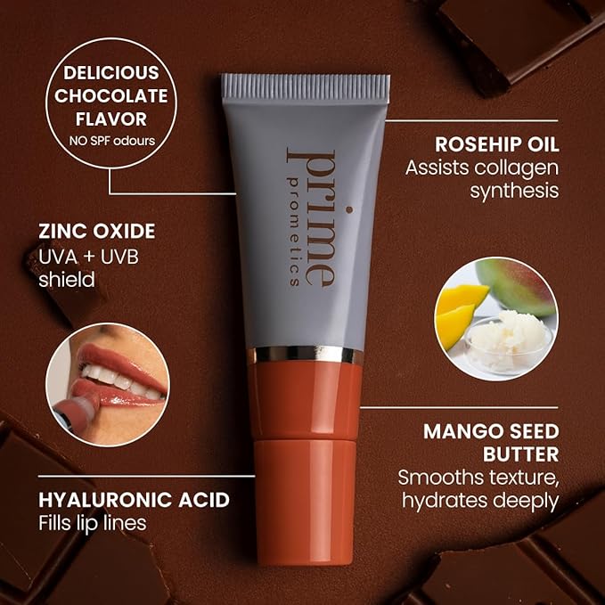 PRIME PROMETICS PrimeLip SPF 35 Lip Oil for Mature Women – UVA & UVB Shield – Intense, Long-Lasting Hydration – Vibrant Color & Non-Sticky, Shiny Gloss (Bright Berry)