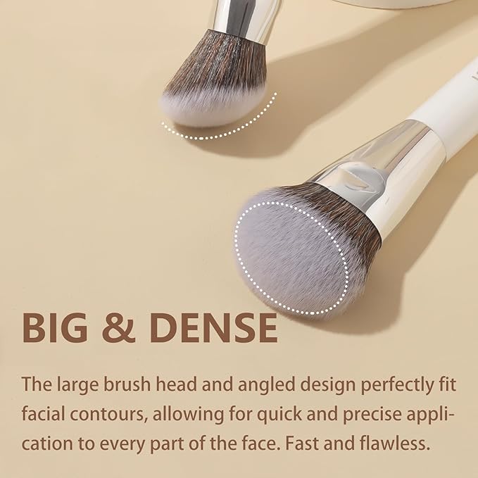 ALBEAUT 201 Angled Foundation Brush for Flawless Makeup Application Professional Liquid, Cream Powder Foundation Brush with Dense Bristles - Contoured for Precise Blending and Buffing