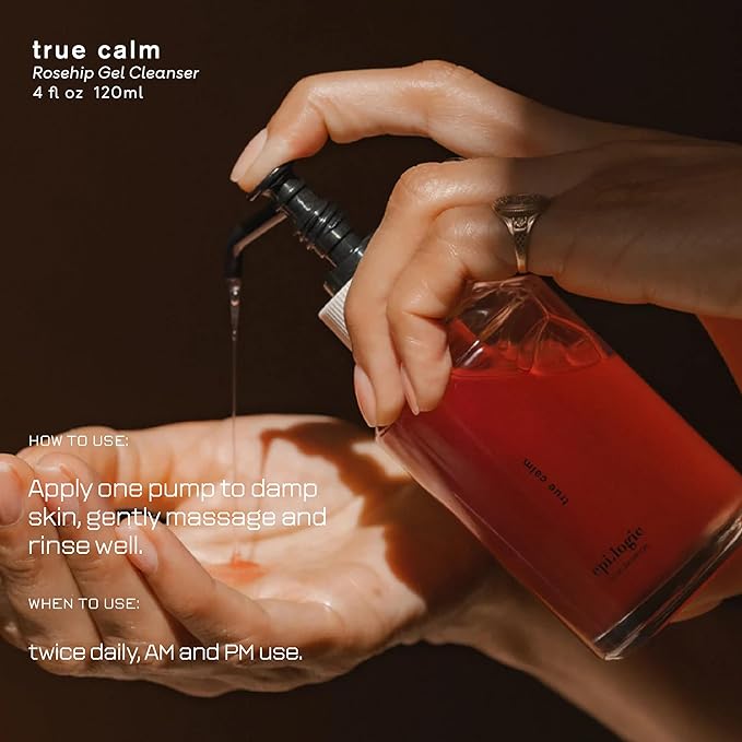 True Calm, Rosehip Gel Cleanser Calms & Hydrates with Rosehip Seed Oil, Polyglutamic Acid, Ashwagandha & Chamomile, Targets Dry, Irritated Skin - 4.05 fl oz