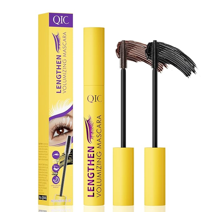 Volumizing & Lengthening Mascara - Waterproof, Smudge-Proof, Buildable Formula for Clump-Free Lashes - Adds Natural Volume & Length - Sweatproof, Long-Lasting, Curling - Easy to Apply