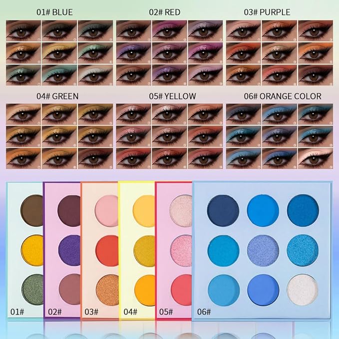 9-Color Warm Eyeshadow Palette–High Pigment Matte Shimmer Glitter Eyeshadow Palette in Orange, Coral, Pink & Brown Shades,Long-Lasting Waterproof, Blendable for Creative & Everyday Looks