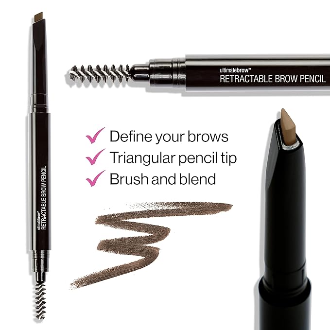 Wet n Wild Ultimate Eyebrow Retractable Definer Pencil, Ash Brown, Dual-Sided Brow Brush, Fine Tip, Shapes, Defines, Fills Brow Makeup, 1 Count (Pack of 3)