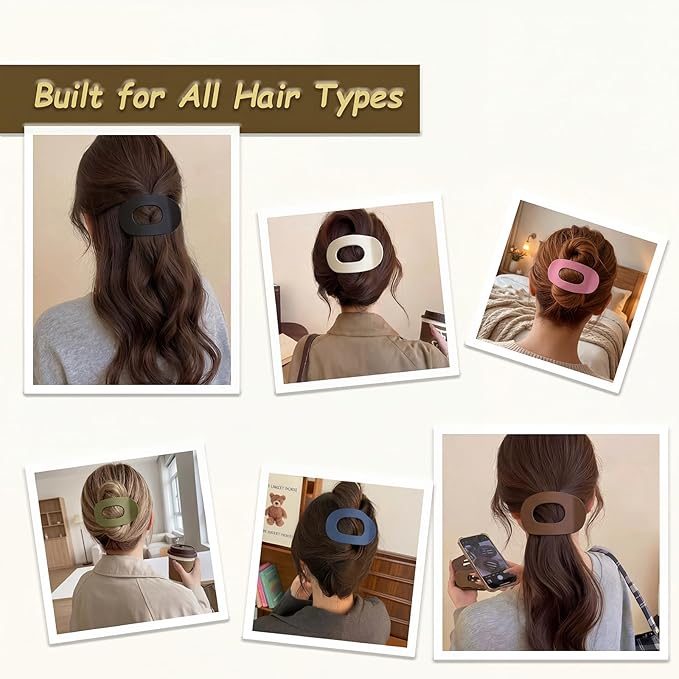 Flat Claw Clips for Women, Large Duckbill French Hair Clips, 6 Pack Non-Slip Matte Hair Accessories for Thick & Thin Hair