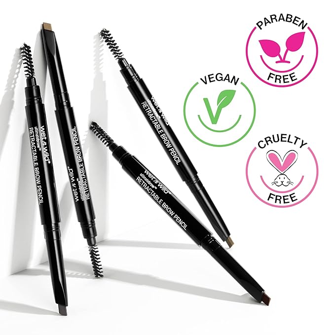 wet n wild Ultimate Eyebrow Retractable Definer Pencil, Medium Brown, Dual-Sided Brow Brush, Fine Tip, Shapes, Defines, Fills Brow Makeup, 1 Count (Pack of 2)