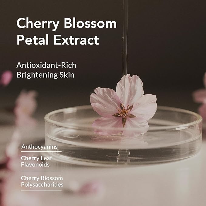 Kustie Cherry Blossom Body Wash with Real Flower Petals – Hydrating Shower Gel with Niacinamide & Hyaluronic Acid, Moisturizing Floral Cleanser for Dry & Sensitive Skin, Sakura Extract, 16.9 fl oz