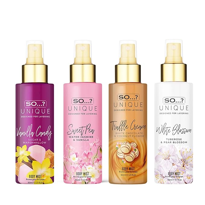 So…? Unique Body Mist Set - Perfumes for Women - Body Spray for Women - Vegan, Cruelty Free - Travel Size Gift Set - 650 to 1000 Sprays - 4 pcs