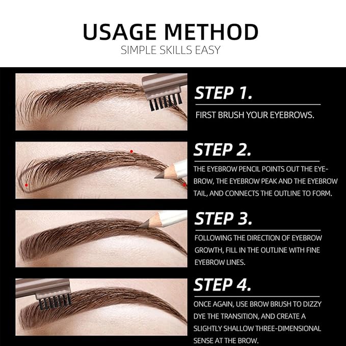 6PCS Eyebrow Pencils for Women,Wooden Hard-Core for Eyebrows & Eyeliner Dual-PurPose,Micro Black Eyebrows Pencil for Precision Filling,Long Lasting for Natural-Looking Brows with Sharpener,Dark Brown