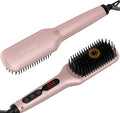 MEGAWISE Hair Straightener Ceramic Brush – Flat Iron Hot Brush, Anti-Scald, Dual Voltage, Rotatable Cord, Auto Shutoff, Anti-Frizz – for All Hair Types (Pink)