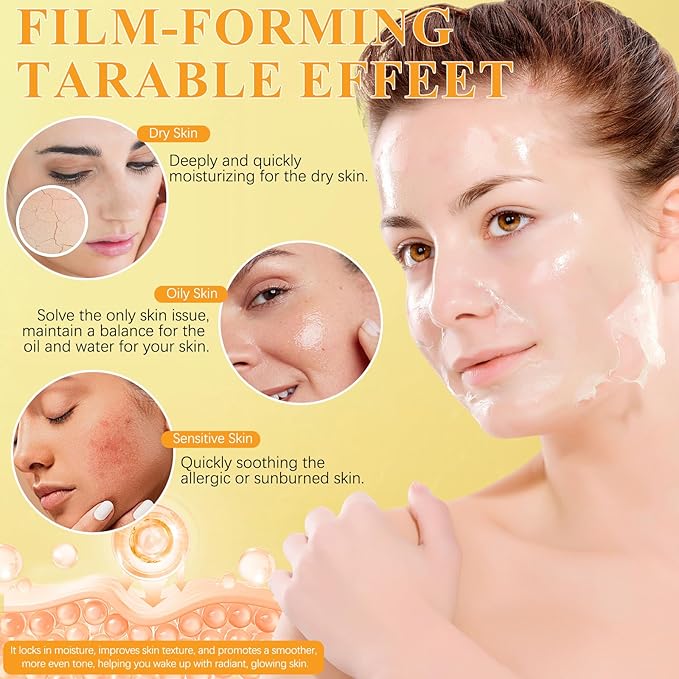 2Pack Turmeric Vitamin C Collagen Overnight Wrapping Peel Off Mask with Retinol for A Clear, Dewy, Radiant Complexion Against Roughed & Stressed & Saggy Skin, Anti-Aging/Wrinkles/Fine Lines