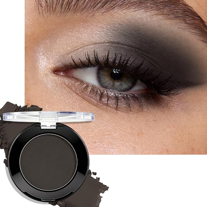 Black Matte Eyeshadow Palette, Mini Monochrome Eye Shadow for Older Women, Pigmented Neutral Smokey Eyeshadow Powder Compact sombras para ojos, Naturing-Looking Smooth Blendable Color