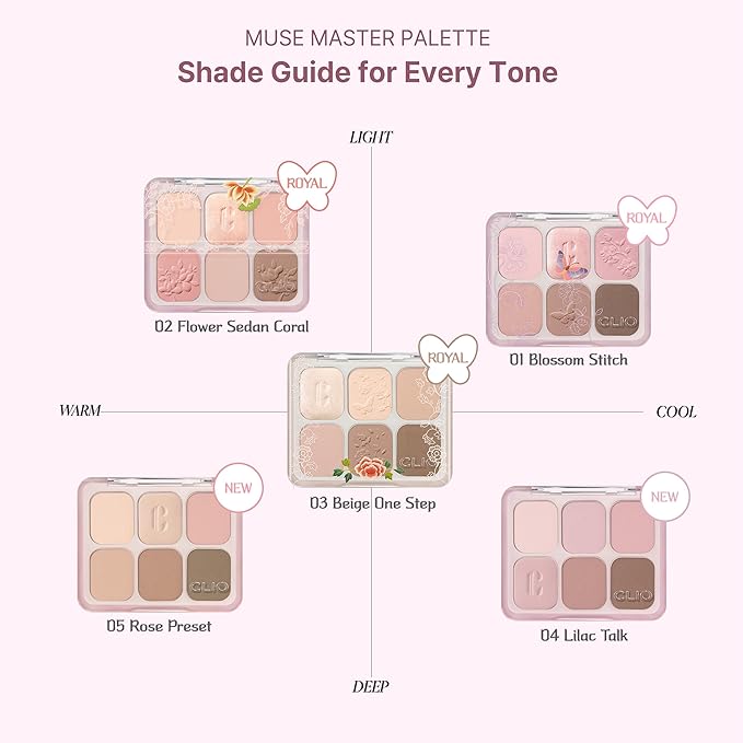 CLIO Muse Master Eyeshadow Palette, Korean Eyeshadow Palette, Soft Lilac Mauve 6-Color Eye Makeup with Matte Satin Shimmer, Blendable Baked Cream Powder Formula (04 LILAC TALK)