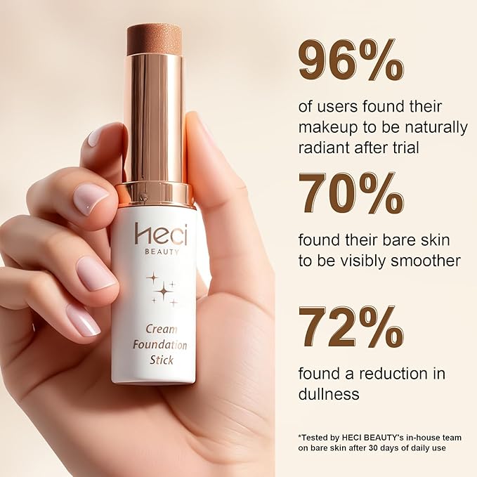 HECI BEAUTY Tinted Foundation Stick, Balm to Cream Foundation with Light to Medium Coverage, Infused with Hydrating Ingredients, Medium Dark 04, 0.25 oz