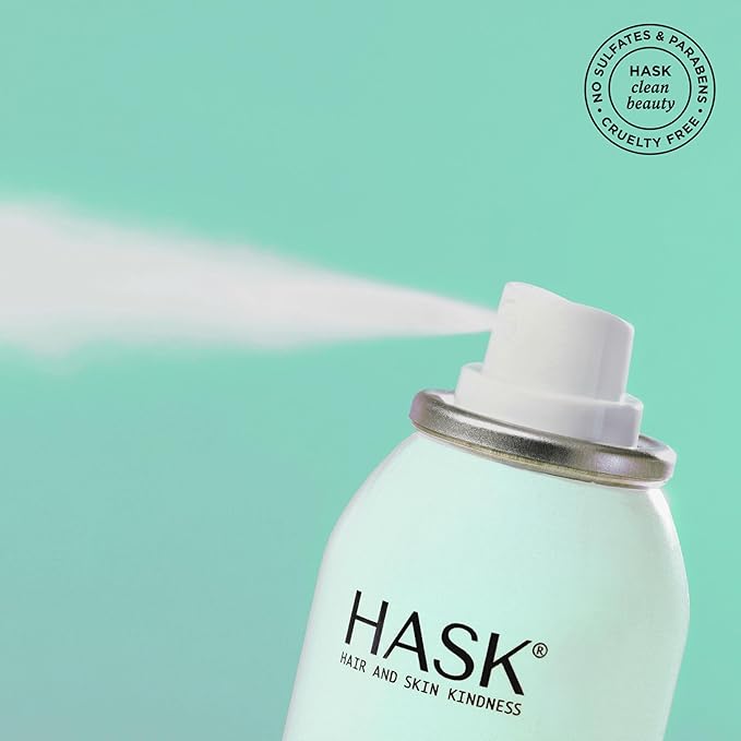 HASK Tea Tree Invigorating Dry Shampoo for Oily, Itchy Scalps – Absorbs Oil, Rebalances Scalp, Hypoallergenic, No Sulfates or Parabens, Cruelty-Free – 8.1oz