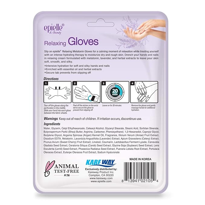 Epielle Relaxing Hand Mask 6 Pairs, Soften and Restore with Melatonin & Lavender Extract, Deep Moisturizing Gloves for Dry, Cracked Hands, Self Care Gifts for Women, Spa Kit, Mothers Day Gifts