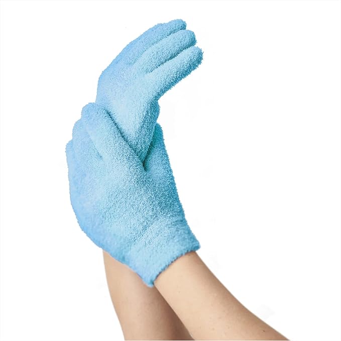 NatraCure Moisturizing Gel Heel Sleeves and Gloves - Aqua (Dry Skin) - For Hands, Fingers, Cuticles, Heels
