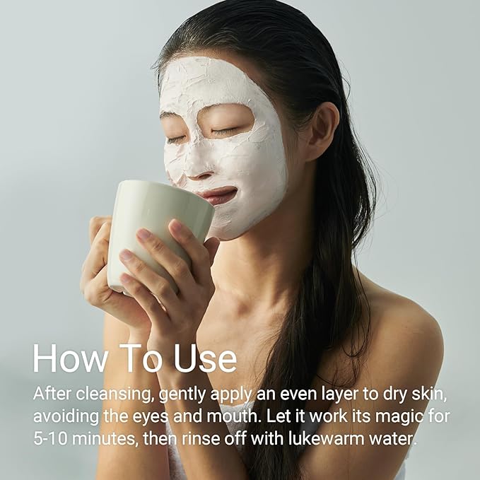 Kaolin Purifying Wash Off Pack, Pore Cleansing Mask for Dry Sensitive Skin, Softening and Hydrating, Korean Skincare (3.88oz / 110g)