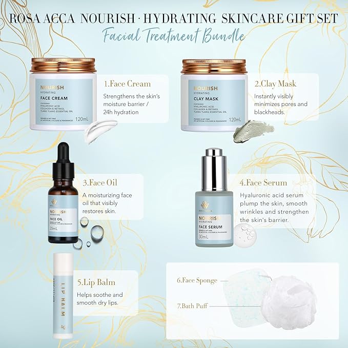 30pcs Mother's Day Gifts, Spa Gift Basket Set, Ylang Facial Skin Care Set for Men & Women, Face Cream, Serum, Shower Accessories, Clay Mask, Bath & Body Gift Set, Birthday, Christmas, Anniversary, Mom