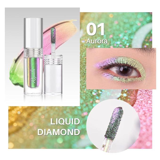 Chameleon Liquid Glitter Eyeshadow - High Pigment, Quick Drying Waterproof, Vegan & Cruelty-Free, Long Lasting Sparkle Eyeshadow Makeup for Women#01