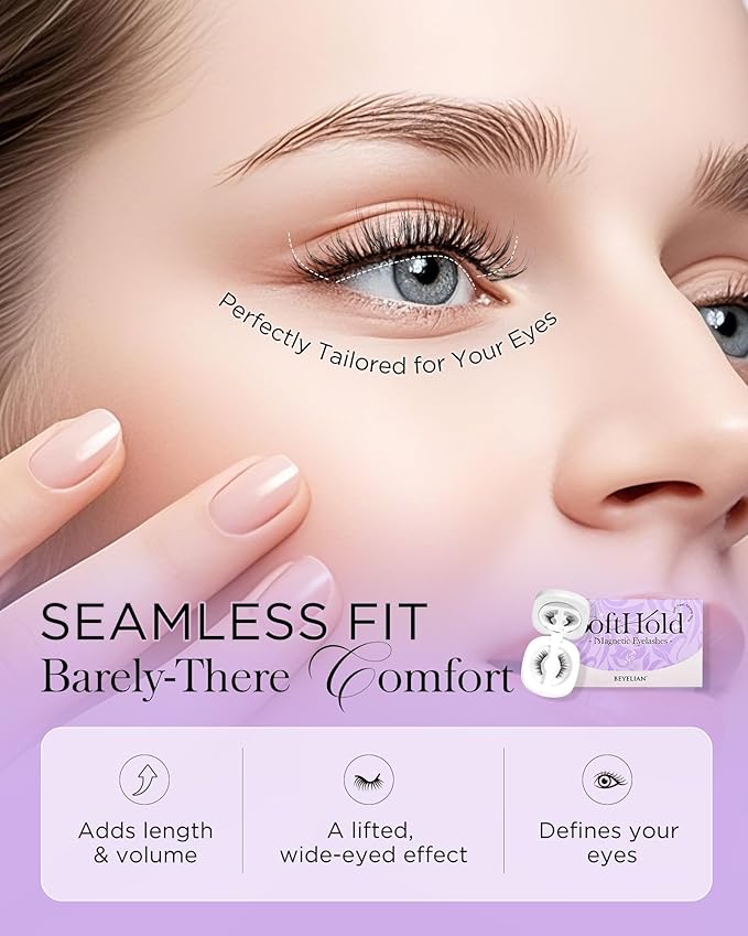BEYELIAN Magnetic Eyelashes with Applicator, Soft Magnetic Lashes Natural Look Comfortable & Secure Fit Easy to Apply Reusable CS104-2