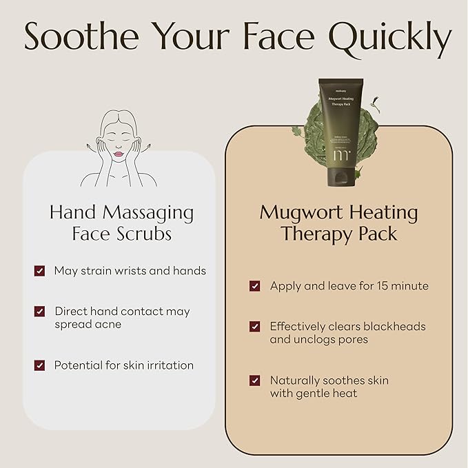 molvany Mugwort Clay Mask for Pores & Sebum Control Heating Wash-Off Mask to Reduce Puffiness & Calm Skin 3.52 oz