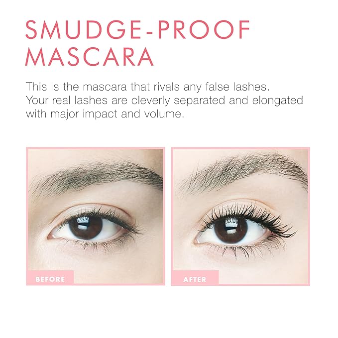 Beauty for Real Hi-Def Mascara, Just Black - Set of 2 - Defining & Volumizing Lash Definer - Humidity & Smudge Proof - Micro Brush Ensures Versatile Application - 1.5 oz