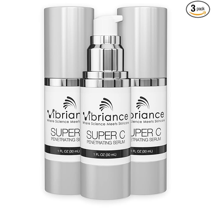 Vibriance Super C Serum for Mature Skin - All-in-One Vitamin Formula Hydrates, Firms, Lifts, Smooths, Targets Age Spots, Wrinkles, 1 fl oz - Pack of 3