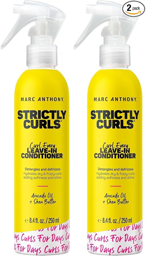 Marc Anthony Leave-In Conditioner, Strictly Curls - Shea Butter, Vitamin E & Avocado Oil Softens & Defines Coarse Curls - Sulfate-Free Anti-Frizz Styling Product For Curly, & Wavy Hair (Pack of 2)