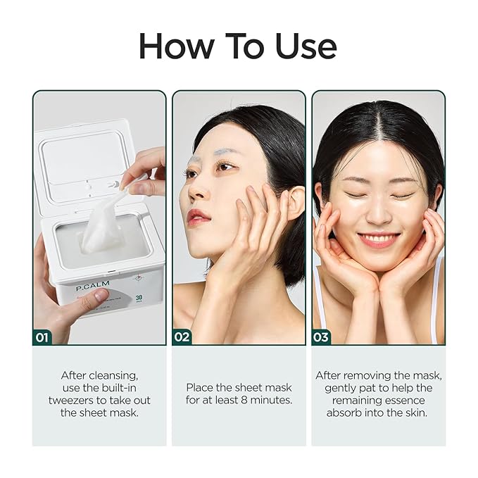 P.CALM Barrier Cycle Daily Sheet Mask – 30-Day Sheets with Papaya Extract & Allantoin for Sebum Care & Moisturizing, Korean Skincare (350g / 12.35 oz)