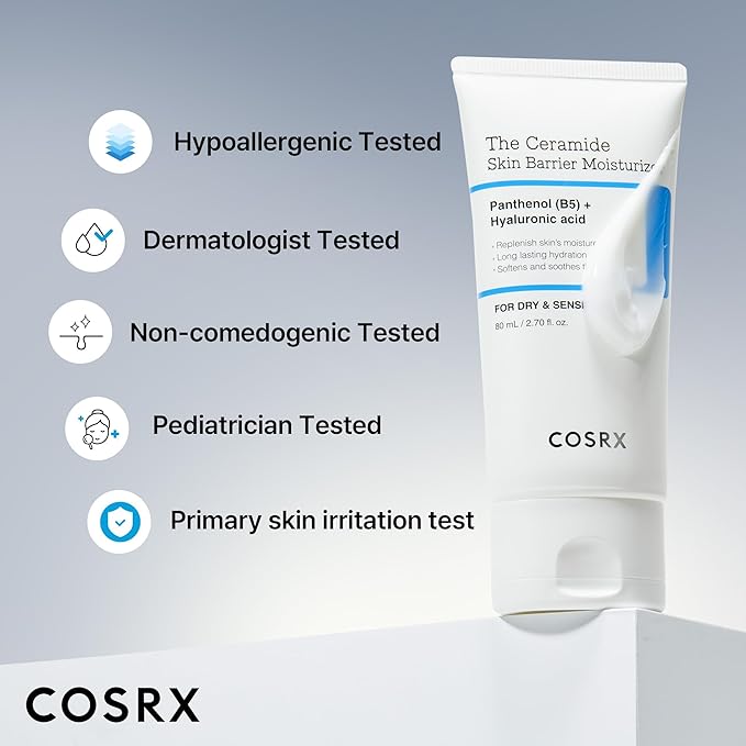 COSRX Ceramide Skin Barrier Moisturizer for Face with 7 Ceramides, Hyaluronic Acid & Panthenol, Barrier Repair Face Cream for Dry & Sensitive Skin, 2.7 oz, Korean Moisturizer, Korean Skin Care