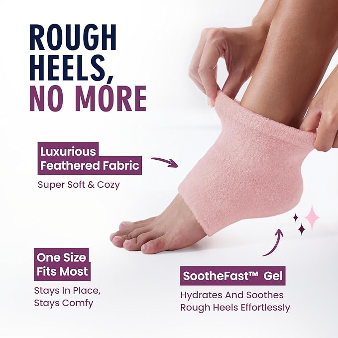 Dr. Frederick’s Original Moisturizing Fuzzy Heel Socks - Cozy Gel-Lined Socks for Dry Cracked Heels - 2 Pairs - Overnight Foot Care with Olive Oil, Vitamin E - Gifts for Women & Men - Relaxing Rose
