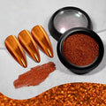 Holographic Mirror Nail Powders Chrome Gold Effect Pure Metallic Dust Sequins UV Gel Copper Nail Chrome Powder for Nails Art Decoration, Copper Chrome Nail Powder
