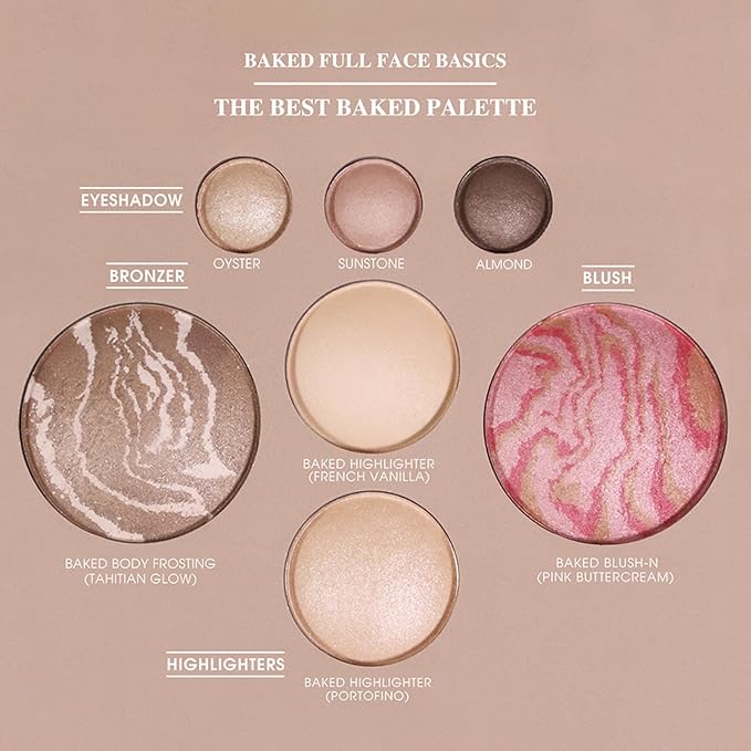 All in One Baked Makeup Palette, Full Size Makeup Set with 3 Eyeshadows, Bronzer, Blush, Matte & Shimmer Highlighter For Women Girls, Travel-Friendly Compact
