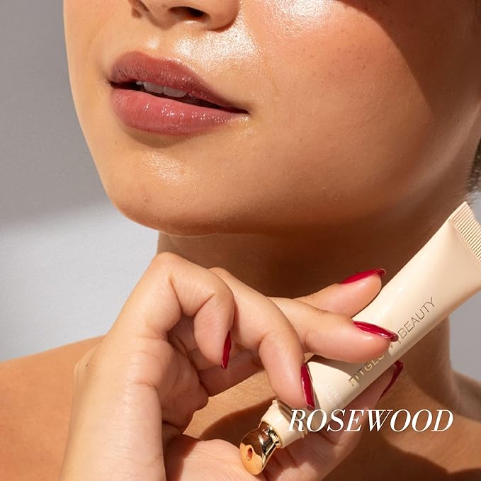 Fitglow Beauty Ceramide Hydra-Balm Lip Gloss | Hydrating Lip Serum with Peptides & Glutathione | Plumping & Anti-Aging Lip Skincare | Dry & Chapped Lip Repair | Vegan & Cruelty-Free | 12g - Rosewood