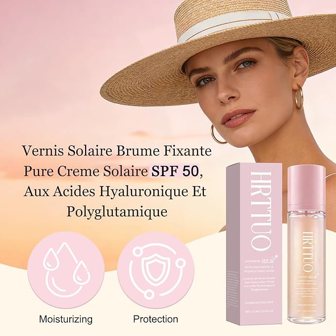 Sheer Setting Mist Sunscreen SPF 50, Makeup-Friendly Setting Mist with Hydrating Glow, Reef-Safe & Non-Greasy, Fast-Absorbing for Beach, Wedding, Travel (2pc)