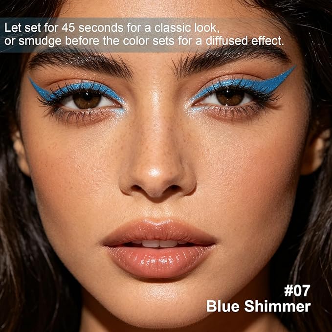 Light Blue Shimmer Eyeliner Pencil,Smudge-proof Waterproof Long Lasting Eye Liner, High-Pigmented Smooth Creamy Formula for Mature Women, Eyes Makeup Pen Includes Sharpener-#7Light Blue Shimmer