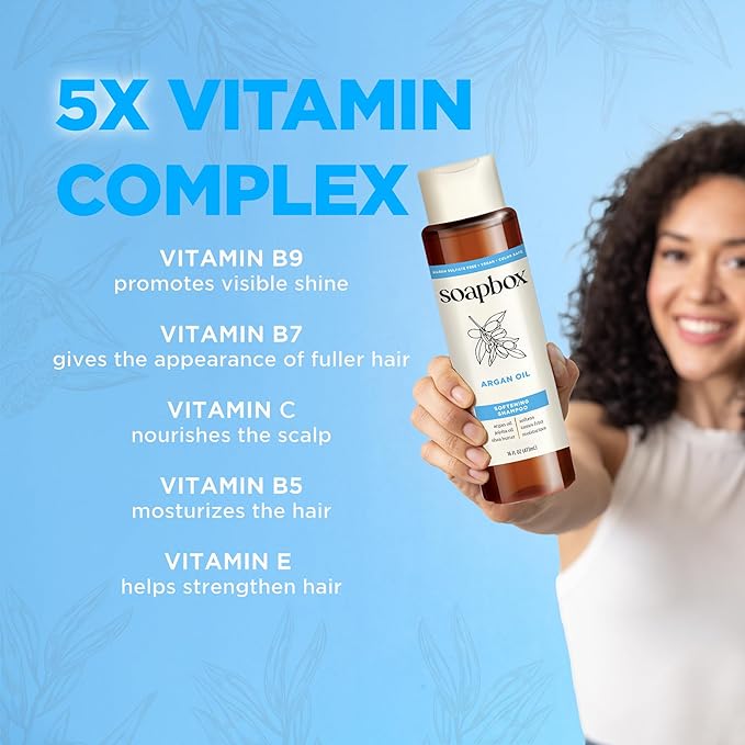 Soapbox Argan Oil & Vanilla Shampoo & Conditioner Set, Leaves Hair Smooth & Controls Frizz - Clean Ingredients Free of Harsh Chemicals, Sulfates, Parabens & Silicones - 16 oz Each