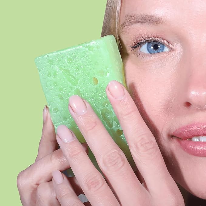T.Taio Esponjabon Soap Sponge - Cleansing Shower Scrubber - Cleaning Bath Wash Scrub - Oil Removal - Massage & Lather Foot, Elbow, & Face - Bathroom Accessories - Cucumber & Melon Soap