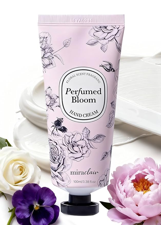 MIRACLAIR Perfumed Hand Cream, Hand Lotion for Dry Cracked Hands, Moisturizing Skincare, Nourishing Creams for Dry Hands, Nails, and Cuticles, Travel-Sized, Vegan (Perfurmed Bloom)