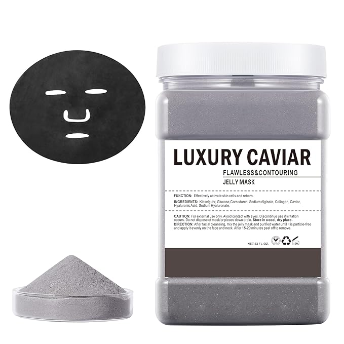 Hydro Jelly Masks for Women Home Spa,Hydrating & Moisturizing Peel-Off Rubber Gel Face Mask Skin Care,Professional Jelly Mask for All Skin Types 23 Fl Oz（Caviar）