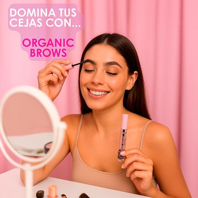 PINK UP Organic Brows| Eyebrow Gel | Brow Gel| Clear Mascara | Transparent gel to comb the eyebrows| Provides definition and volume| Maximum fixation| Model PKOE01