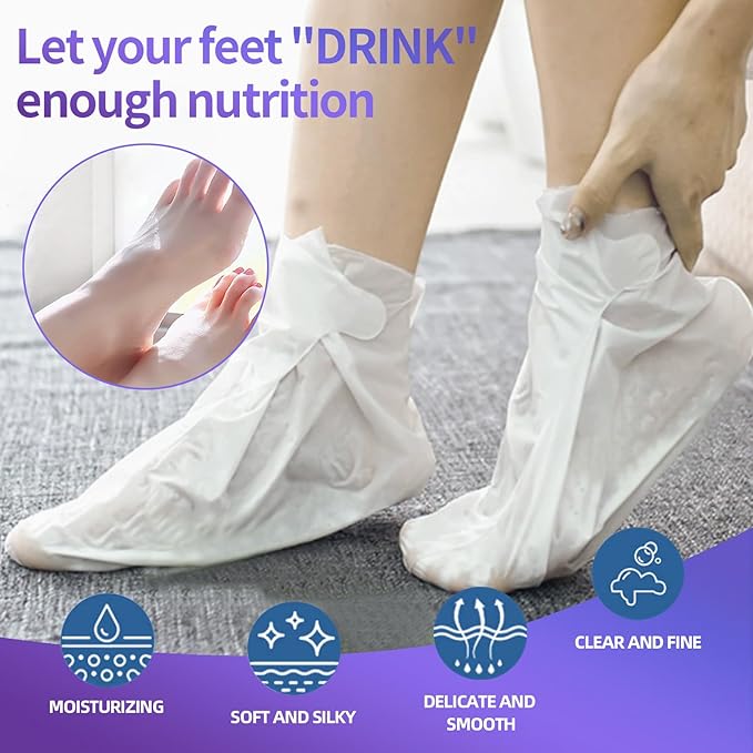 5 Pack Moisturizing Foot Mask,Hydrating Foot Masks for Dry Cracked Feet,Moisturizing Socks Dry Skin Moisturizer for Soft and Smooth Touch Feet,Foot Care Spa Gifts for Women Men Mothers Day Gifts