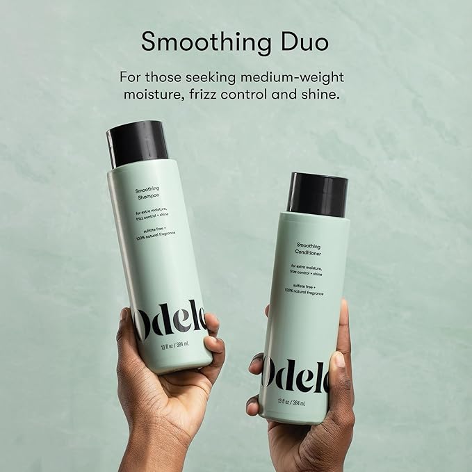Odele Smoothing Sulfate-Free Shampoo & Conditioner Set for Moisture, Frizz Control, Shine, and Straight to Curly Hair Types, 13 Fl Oz Each (2-Pack)