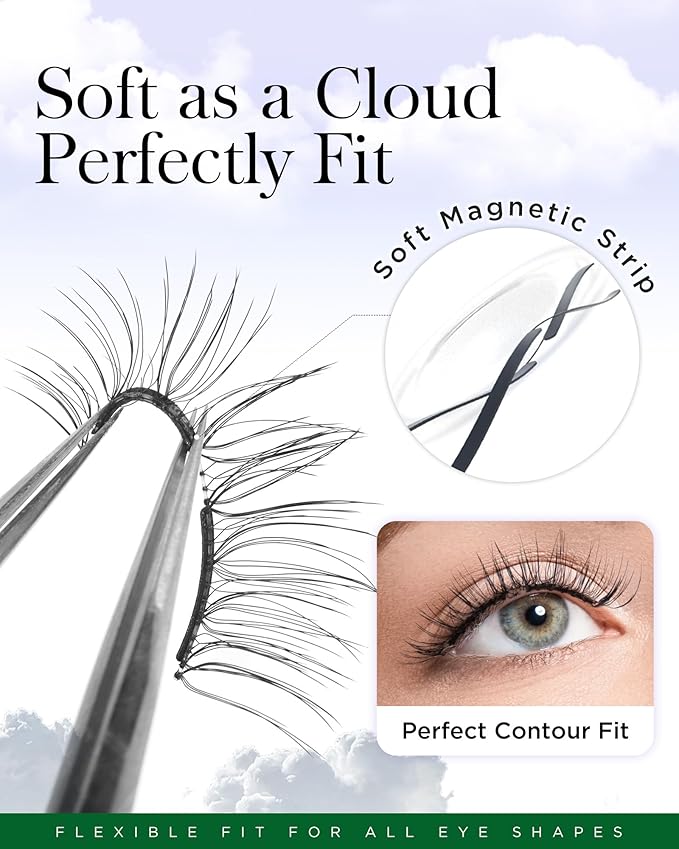 BEYELIAN Magnetic Eyelashes with Applicator Kit, Reusable Natural Look 3D Lashes, No Glue Needed Soft Magnetic Lashes for Eye Makeup-25B (Lightweight & Comfortable)