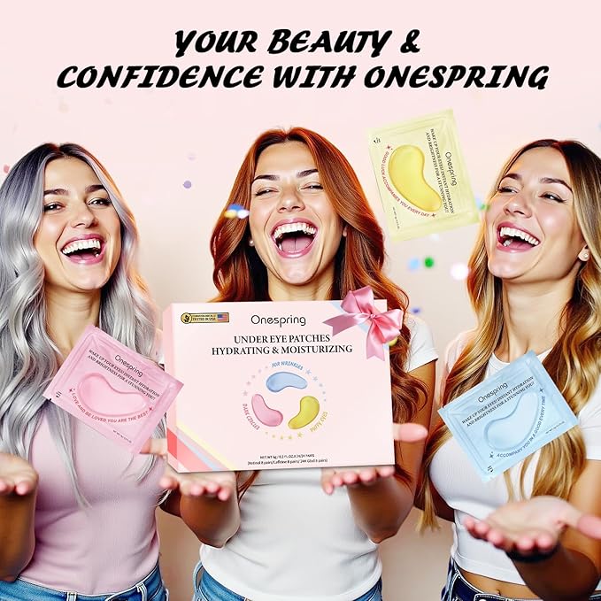 Onespring Eye Masks (36 Pairs) - Caffeine, Retinol, 24K Gold for Puffiness, Dark Circle, Wrinkles, Fine Lines - Firming Eye Gel Pads, Great for Holiday Gifts and Personal Use