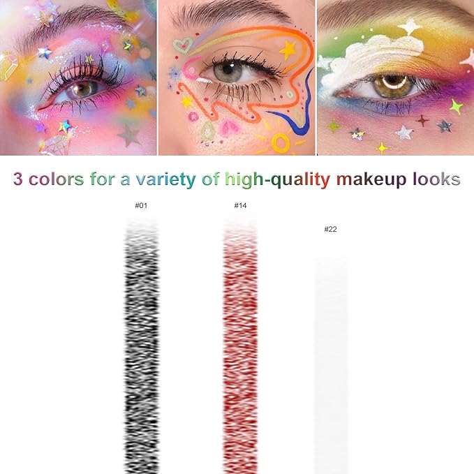 LemonSac 3 Colorful Eyeliner Pen Set, Eye Shadow Pencil, Pearl Eyeliner Kit Metallic Glitter Eye liner Pencil for Women Eye&Lip Liner Professional Eye Makeup Set Colorful Eye Color (3PCS C)