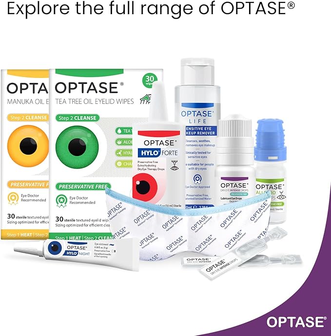 Optase Dry Eye Intense Drops, 30 Single Dose Vials – Preservative Free Eye Drops for Dry Eyes – Moderate to Severe Artificial Tears - Contact Lens Compatible - .01 fl oz per Vial